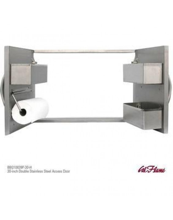 Cal Flame 30 in. Double Access Door Outdoor Kitchen w/ Paper Towel Holder, Stainless Steel