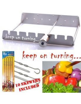 MAL Electronics BBQ Grill Attachment - Stainless Steel Motor Operated Set incl. 10 Skewers