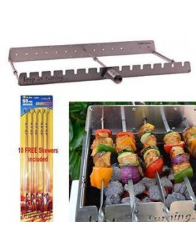 MAL Electronics Keep on Turning 14 Skewer Kabob Kebab Shish Automatic Rotating Rotisserie Grill Rack Accessory Attachment for  Grills
