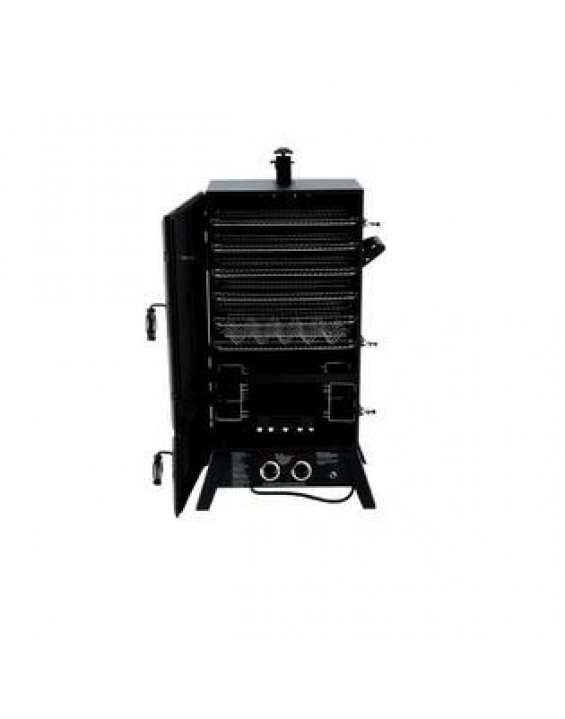 Dyna-Glo Smoker LP  Wide Body Height Adjustable Electronic Ignition 6Racks Black 43 in