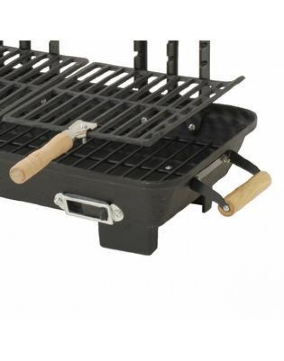 Branded Hibachi Charcoal Grill BBQ Adjustable Cooking Grid Air Vent Cast Iron 10x18inch