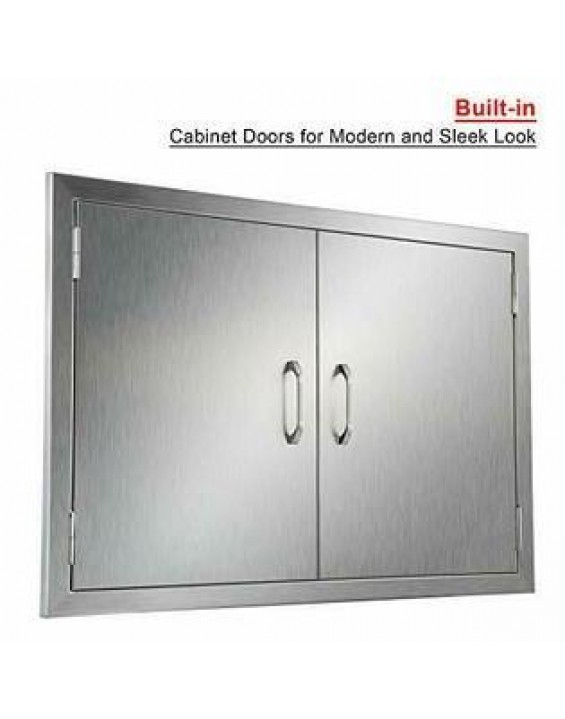 CO-Z Outdoor Kitchen Doors, 304 Brushed Stainless Steel Double BBQ Access Doors