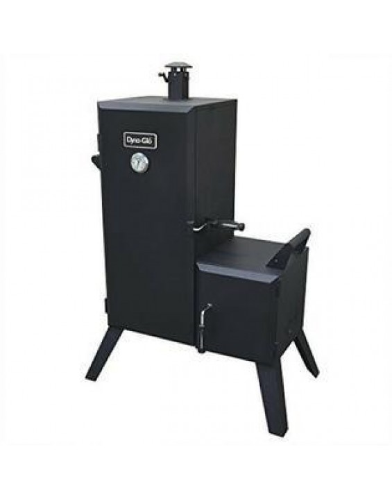 Dyna-Glo Charcoal Offset Smoker Vertical BBQ Burner Wood Chip Box Heavy Duty Steel Black