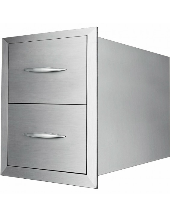 VEVOR 24X 18 Stainless Steel Double Drawer Silver Outdoor Kitchen Home Outdoor