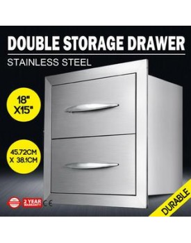 VEVOR Outdoor Kitchen BBQ Island Stainless Steel Double Access Drawer Storage w/Handle
