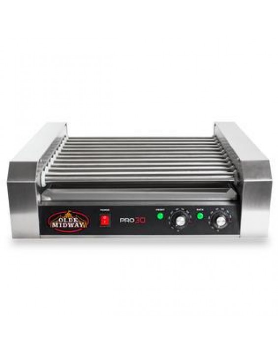 Olde Midway Commercial Electric 30 Hot Dog 11 Roller Grill Cooker Machine 1200-Watt w Cover