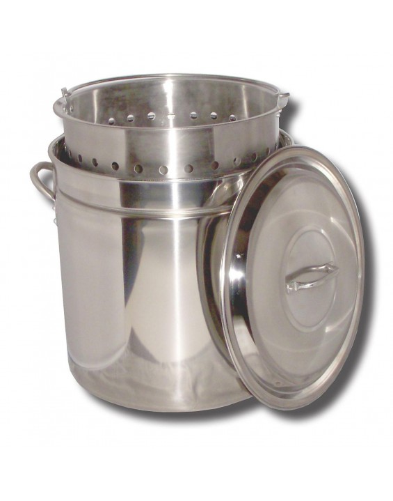 King Kooker® King Kooker KK82SR Stainless Steel Boiling Pot w/ Basket & Steam Ridge, 82-Quart