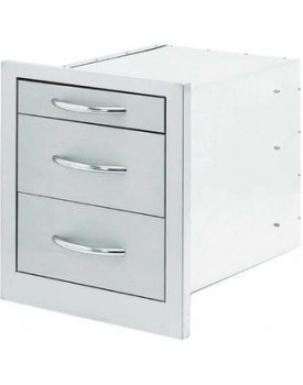 Cal Flame Outdoor Kitchen 3-Drawer Storage Bin Durable Stainless Steel Seamless Solid