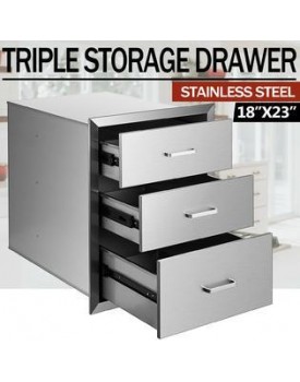 BLTPress 18x23 Triple Worktable Drawer Stainless Steel Outdoor Kitchen BBQ Access Drawer