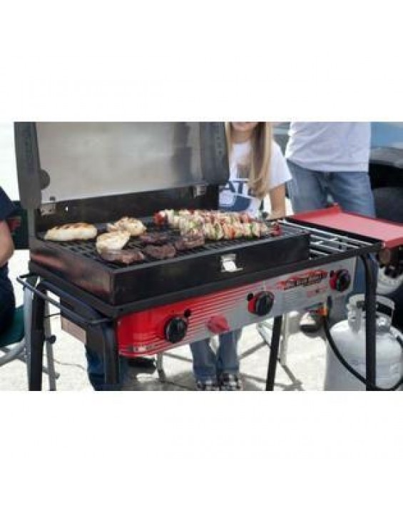 Camp Chef Portable Propane  Grill in Red Big  3-Burner Folding Shelf New