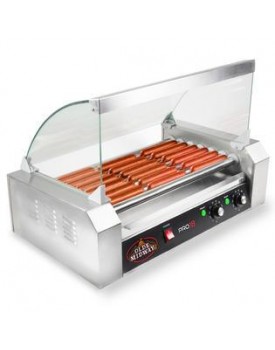Olde Midway Commercial Electric 18 Hot Dog 7 Roller Grill Cooker Machine 900-Watt with Cover