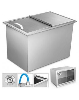VEVOR Drop In Ice Chest Bin 27X18 Wine Chiller Cooler 304 Stainless Steel Thick Lid