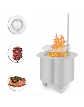 Taishi Stainless Steel Fire Pit Less Smoke Portable Wood Burning Round Bonfire w/Grill