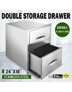 VEVOR 24X18 Stainless Steel Double Drawer Handles Storage Access Drawers Bathroom