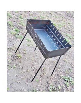 Handmade Uzbek Mangal Brazier Portable Barbecue Grill Foldable Case Sashlik 8 Skewer