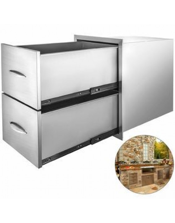 VEVOR 15.7X21 BBQ Drawer Double Drawers Walled Island Durable Stainless Steel