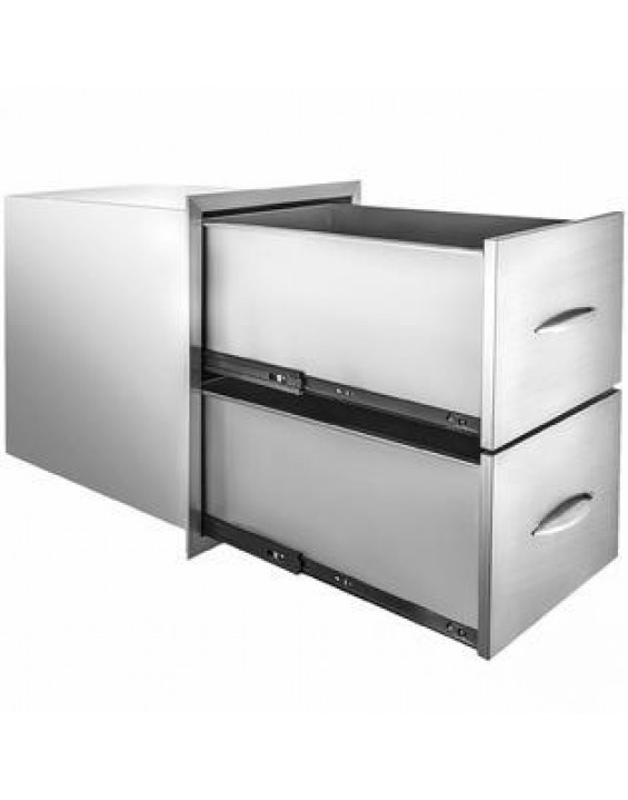 VEVOR 15.7X21 BBQ Drawer Double Drawers Walled Island Durable Stainless Steel