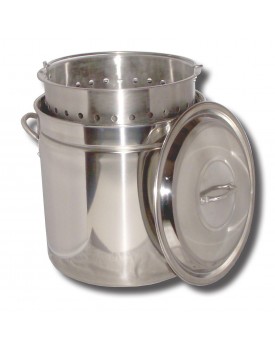 King Kooker® King Kooker KK44SR Stainless Steel Boiling Pot w/ Basket & Steam Ridge, 44-Quart
