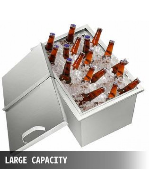 VEVOR 27X18 Outdoor Kitchen Drop-in Ice Chest Bin Buckets 304 Patio Beer Cooler Box
