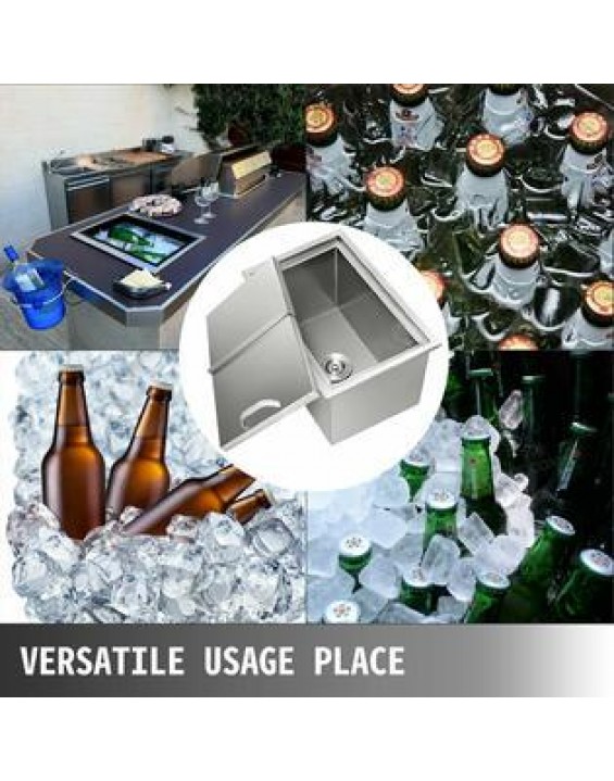 VEVOR 27X18 Outdoor Kitchen Drop-in Ice Chest Bin Buckets 304 Patio Beer Cooler Box
