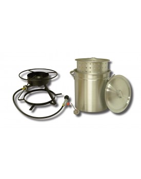 King Kooker® King Kooker 5012 Portable Propane Outdoor Boiling and Steaming Cooker Package with 50-Quart Aluminum Pot and Steaming Basket