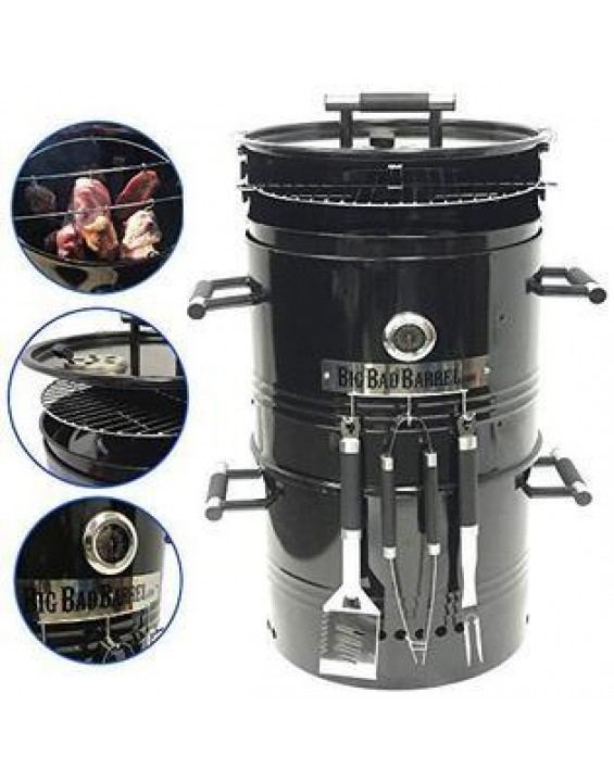 EasyGo Products EasyGoProducts Big Bad Barrel Pit Charcoal Barbeque 5 in 1 Can be Used as a Smoker Grill BBQ, Pizza Oven, Table & Fire