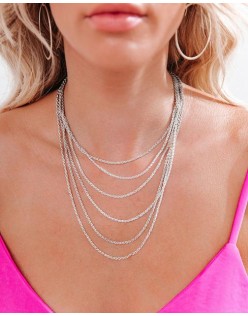 Turnout Layered Chain Necklace - Silver