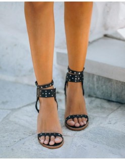 Celeste Studded Heeled Sandal - Black