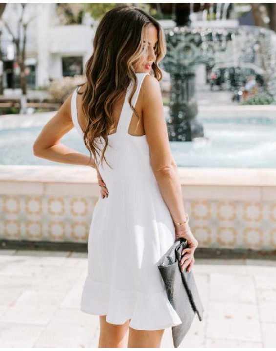 Trailblazer Ruffle Cutout Dress - White