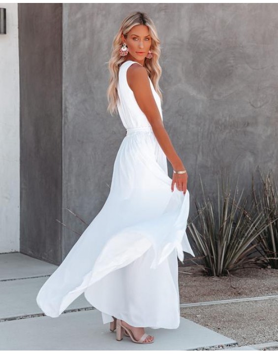 Diana Sleeveless Maxi Dress - Off White
